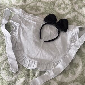 White Apron with Black Bow Headband for Alice in Wonderland Costume